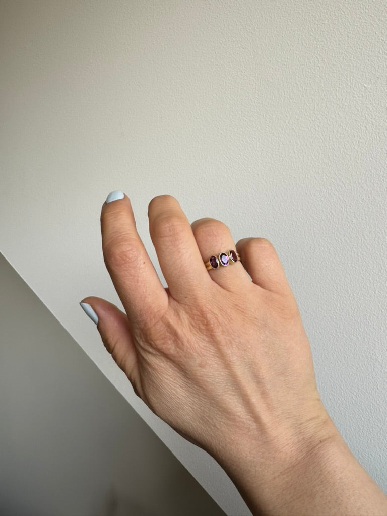 Three in a Rho-doliet ring - 14k Goud