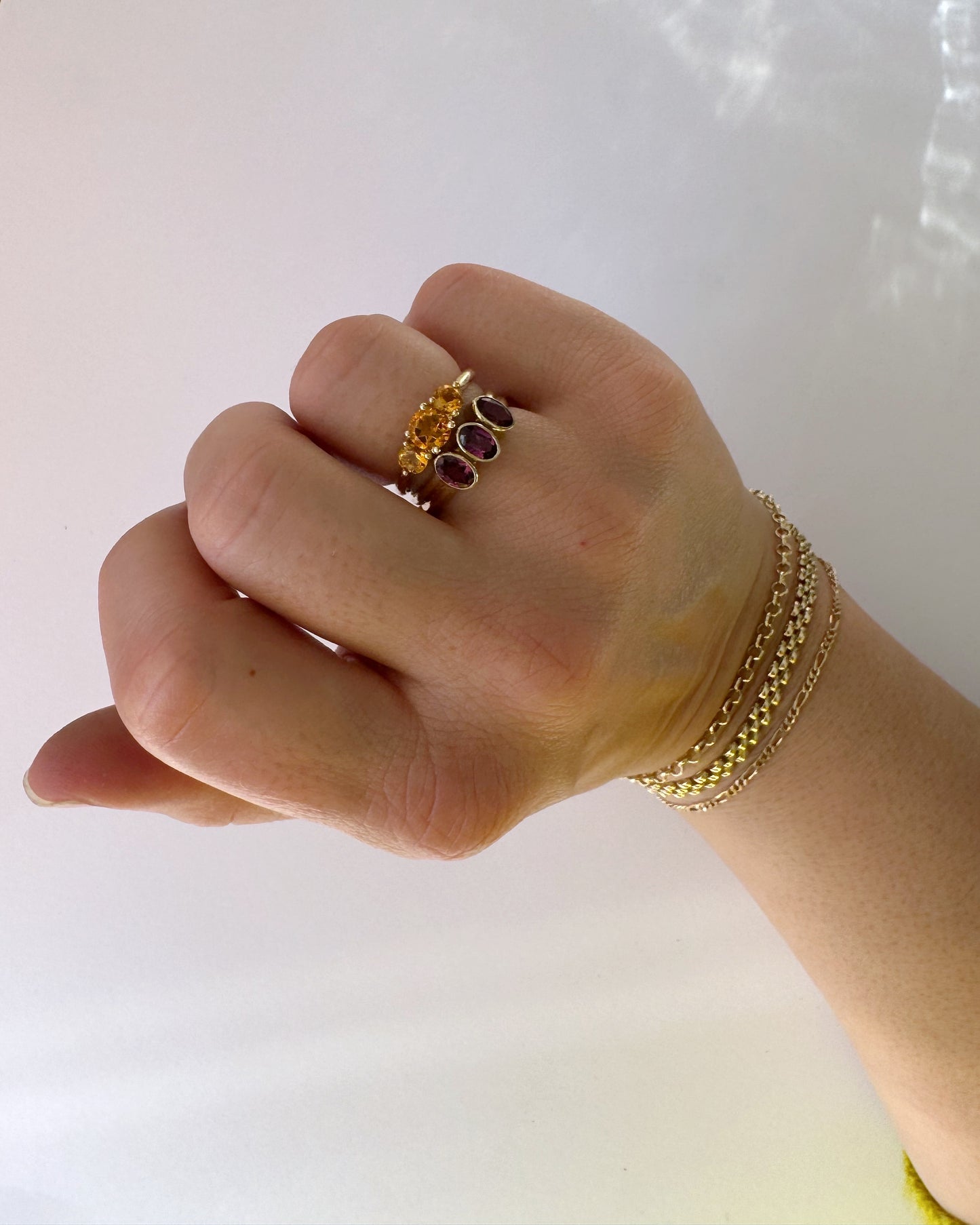 Three in a Rho-doliet ring - 14k Goud