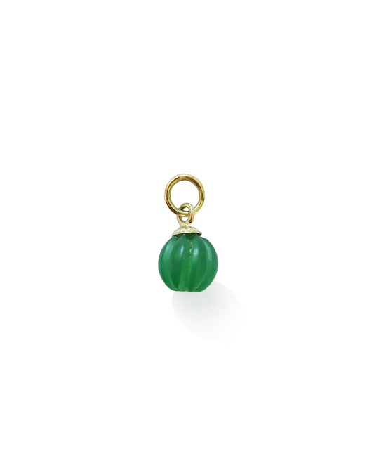 Engraved Green Agate Charm - 14k Goud