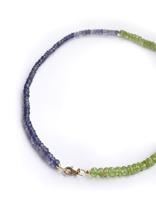 Gemstone Necklace - Peridote + Lolite
