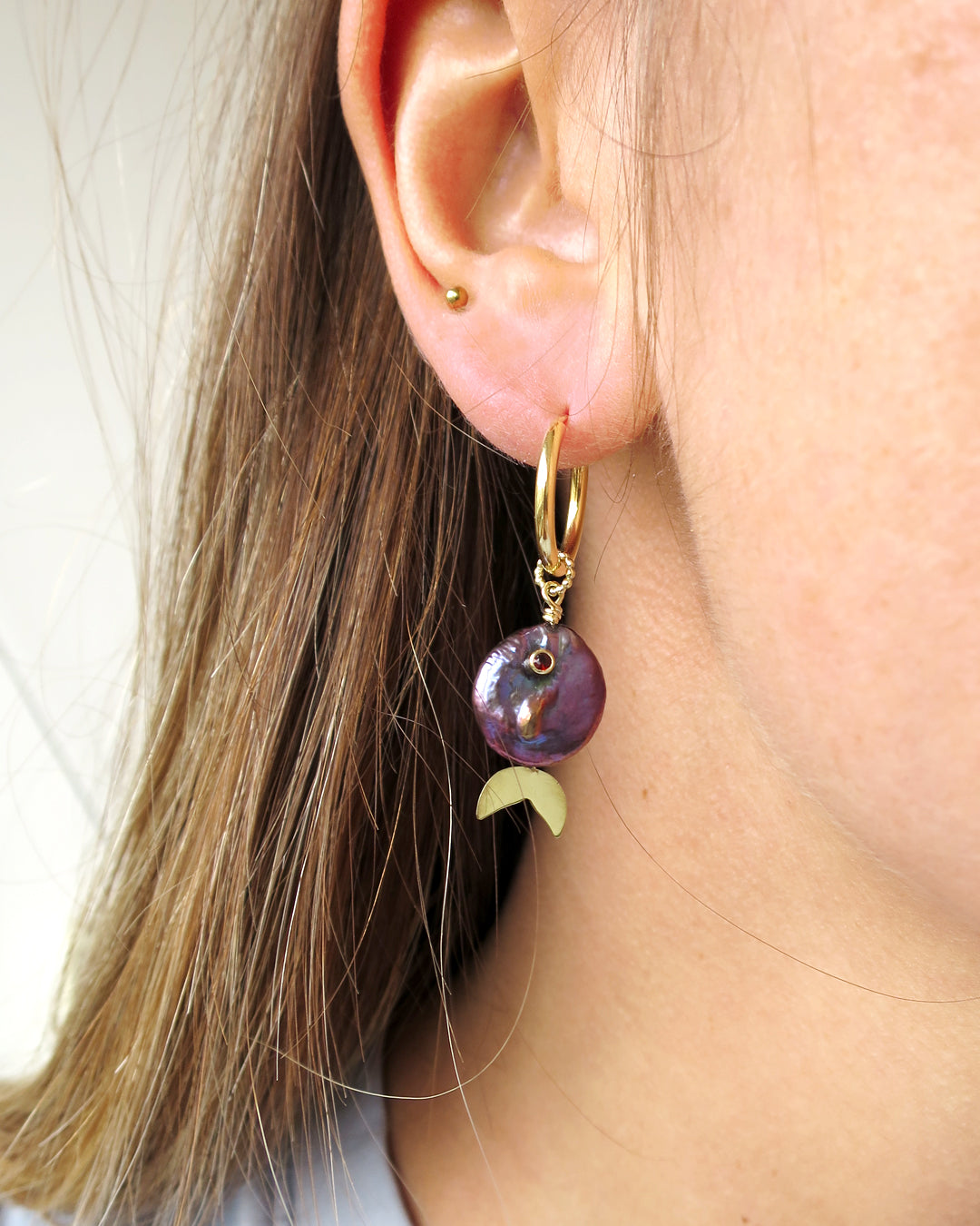 PLAIN EARRINGS BOLD- Solid gold