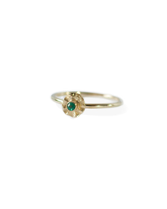 BIRTHSTONE SHELL RING - Solid gold