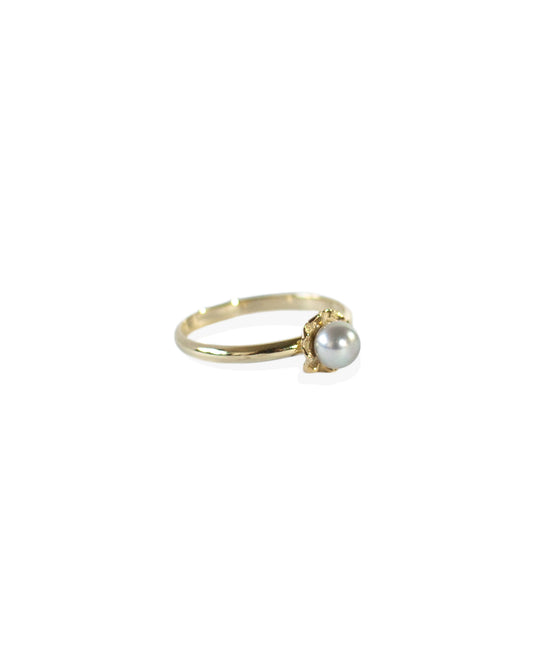 RING OF PEARL GREY - Solid gold