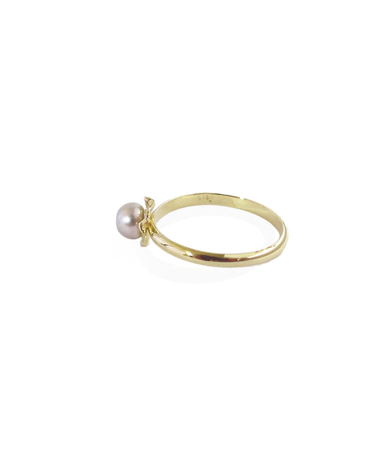 RING OF PEARL GREY - Solid gold