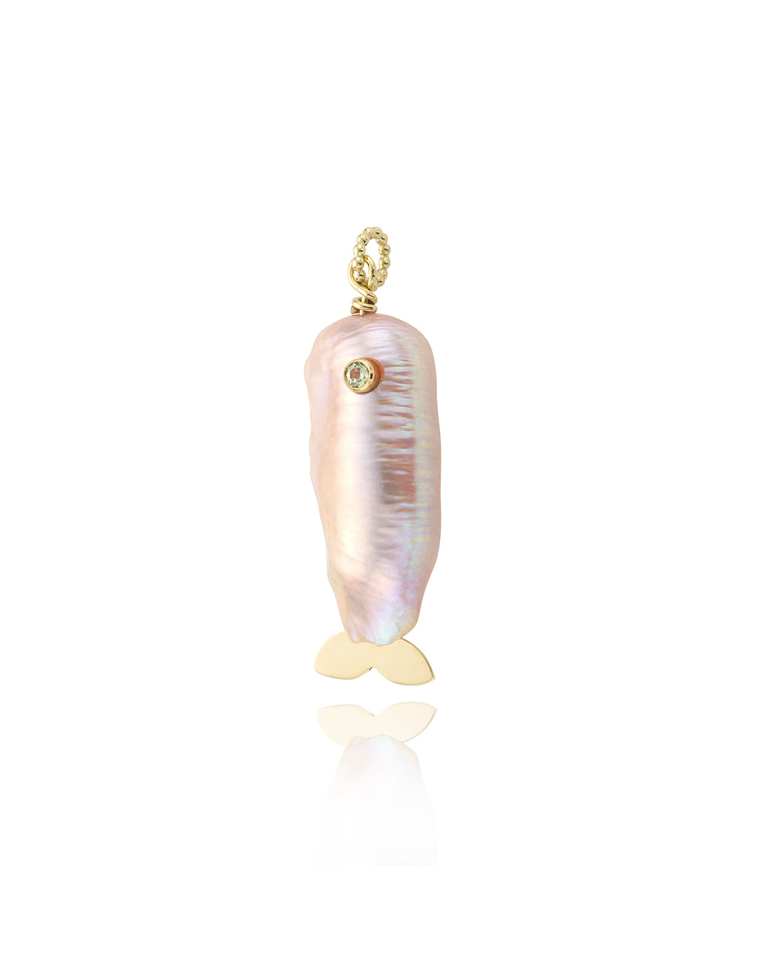 FISH OF PEARL WHITE- Solid gold
